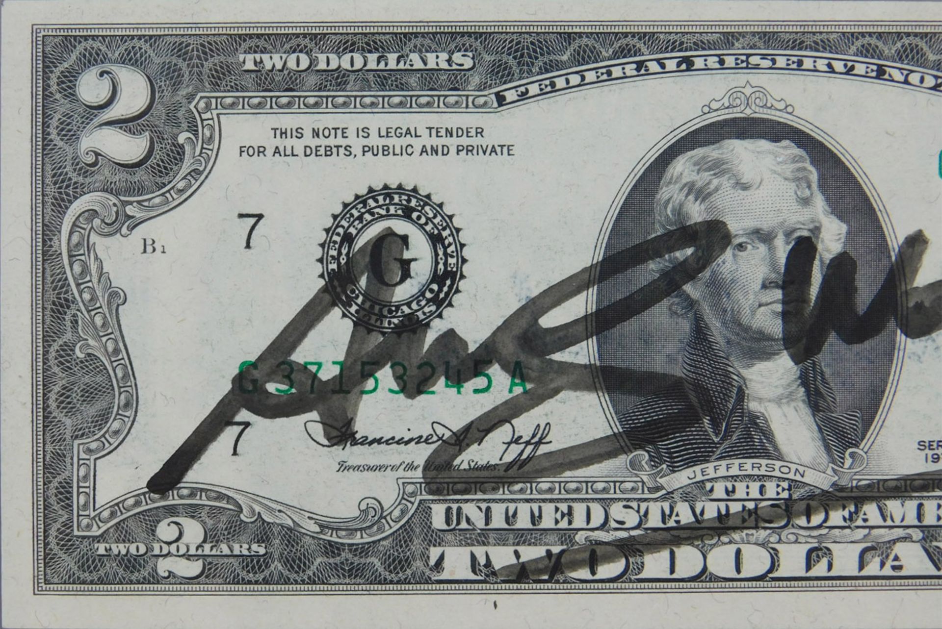 Andy WARHOL (1928 - 1987). 2 USD. Dollar. Signiert. Schwarz. - Image 4 of 9