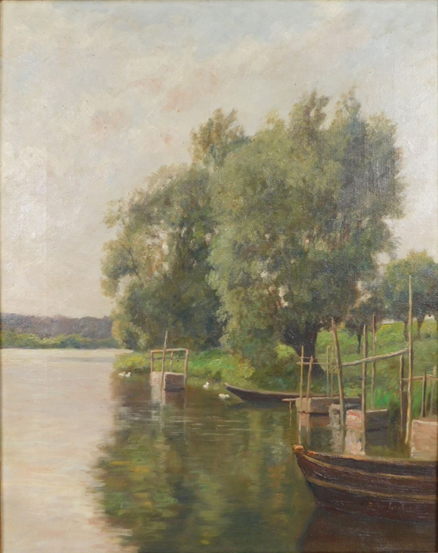 Dirk Peter VAN LOKHORST (1848 - c.1894). Anleger am Fluß.