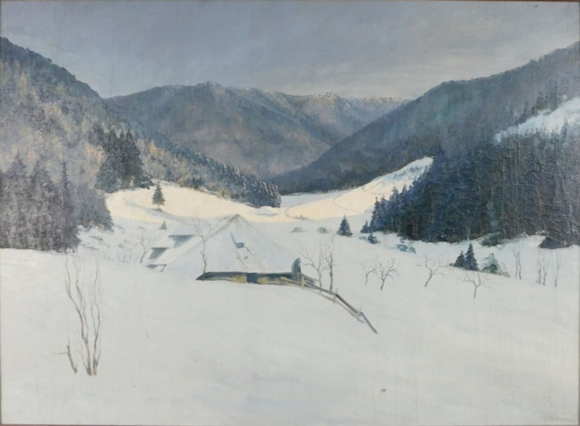 Karl HEILMANN (1881 - 1935). Schwarzwald Haus im Schnee.