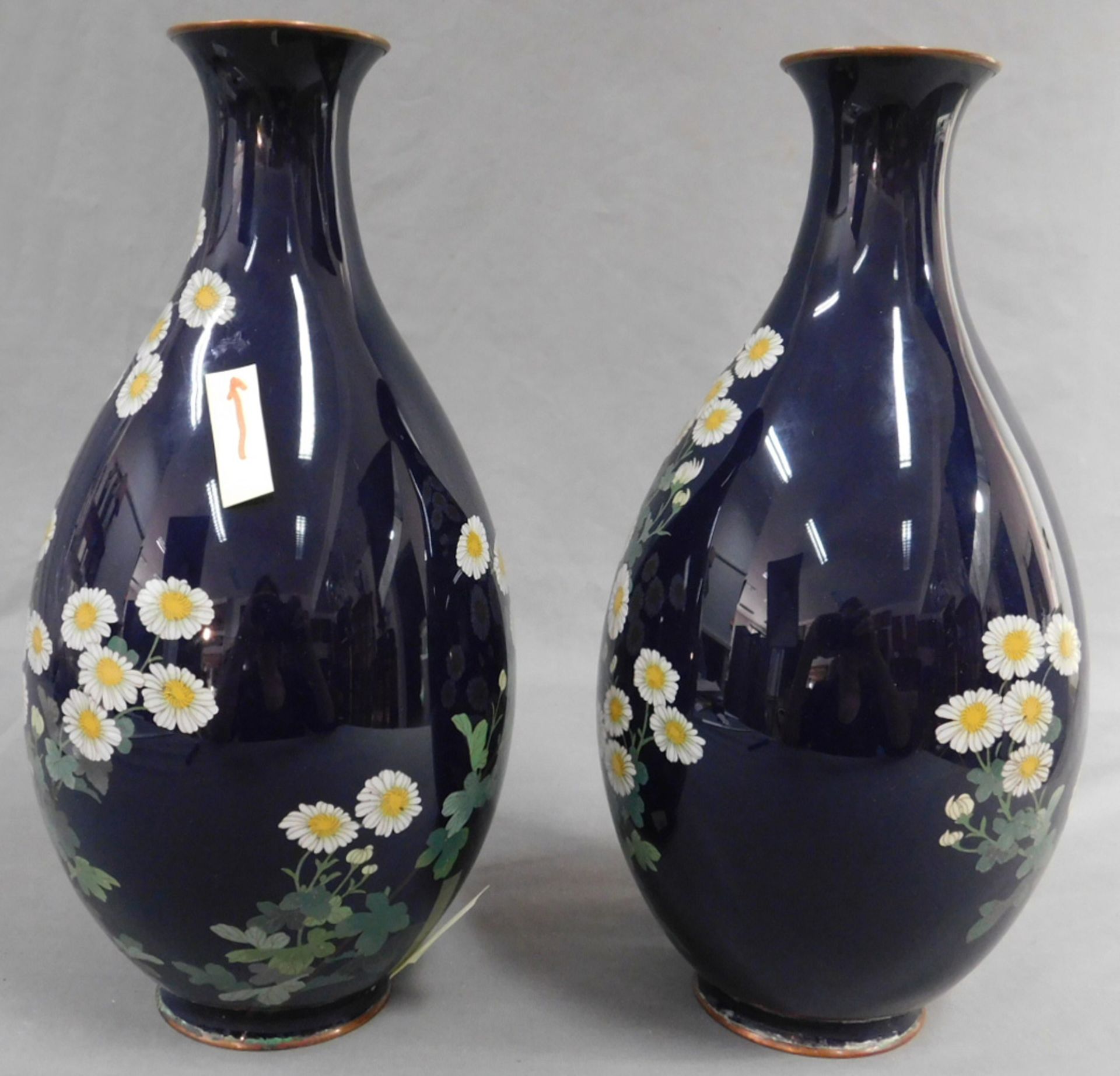 2 Cloisonné Vasen Japan alt. Margeriten. - Image 2 of 9