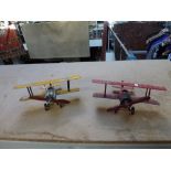 Two painted tinplate model bi-planes from the early part of the WWI - a Bristol Bulldog and a German