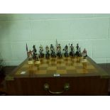 A limited edition Waterloo chess set, circa 1976, no. 154 of 250, the figures in hand-painted
