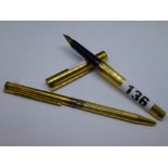 A set of Dupont French silver-gilt vermeil fountain pen and ballpoint pen, with 18 ct gold nib,