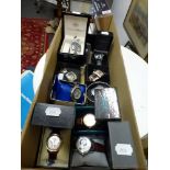 12 modern designer watches mostly unused and in their original boxes to include Duel Time, Gianni