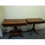 A 19th century mahogany games table the cross-banded hinged top folding over for support and