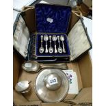 English silver, comprising: a cased set of silver fancy teaspoons, Birmingham 1895; two other