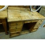 A Victorian pine desk of seven drawers and two cupboards. WE DO NOT TAKE CREDIT CARDS OR CASH.