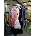 A good collection of vintage and modern fashion items which includes a Whistles pink satin suit, a