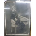 Two large old framed studio photographs, one of a Continental Cavalry officer, the other of a