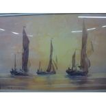 Bob McKay, two watercolours, 'Sailing boats becalmed', signed (33 x 48 cm), and of sailing boats