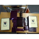 Aspinal leather gifts with original boxes unused and comprising two notebooks, a whisky flask, a