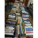 Books: two tables of hardback and paperback books, including nature, novels, cookery, art,