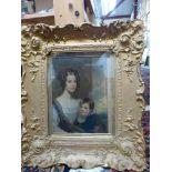 An early 19th century English school oils on copper portrait of a mother and child (23 x 17 cm),