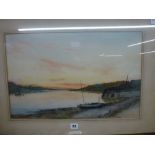 G. Morris, watercolour, sailing boats off Dover, signed, and a late 19th century watercolour, sunset