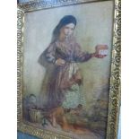 G. Watson Webb, an oil sketch on canvas of a girl holding a model house, indistinctly signed (54 x