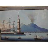 A pair of Naples school gouaches of the Bay of Naples with Vesuvius erupting (35 x 54 cm), both