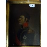 An early 19th century Continental school oils on canvas laid to card, a portrait of a young