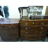 A George III bow-fronted mahogany chest of four graduated drawers; a further 19th century bow-