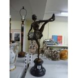 A large bronze figure of a dancer after Bruno Zach, stone base, 49 cm overall [H] WE DO NOT TAKE