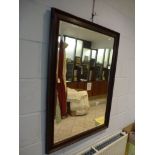 A wooden framed rectangular bevel-edged mirror. WE DO NOT TAKE CREDIT CARDS OR CASH. STORAGE IS