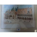 A 20th century watercolour, 'Piazza S. Marco, Venezia' (20 x 30 cm), reeded gilt frame WE DO NOT