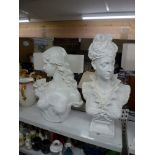 Two large white painted plaster of Paris busts of women [s29] WE DO NOT TAKE CREDIT CARDS OR CASH.