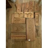 A selection of 13 rare 18th & 19th century carved wood moulds, mainly boxwood, for plaster and gesso