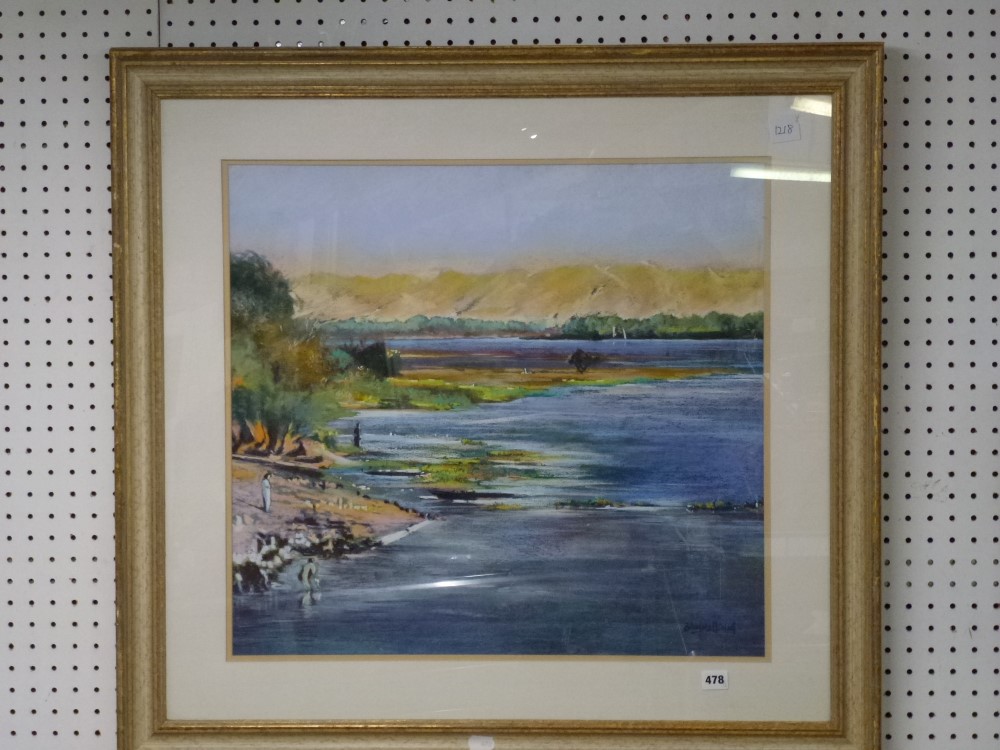 Bramell Smith, a pair of large pastels, views along the River Nile: 'Luxor' and 'The Theban