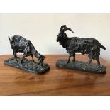 Two animalier bronze goats after P.J. Mene, 23 x 9 x 20 and 23 x 9 x 15 cm [This lot is viewed at