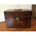 A Georgian walnut and mahogany box now with tartan textile lining, 27 x 15 x 25 cm [This lot is