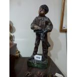 A polychrome plaster figure of a Shoe Shine boy, 35 cm high [This lot is viewed at and cleared