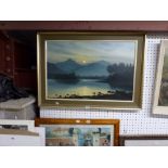 H. Braunston, oils on canvas, sunrise over mountains, 'Derwent Water', signed (49 x 75 cm), framed