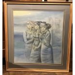 Norman Neasom RWS, RBSA 1915-2010, watercolour and pencil, three women looking out to sea, signed,