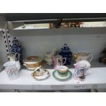 A small mixed lot of 19th century and later china including an Oriental blue and white vase and