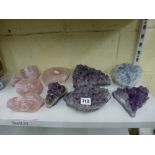 A quantity of geodes and large rock samples including amethyst and rose quartz [s62] WE DO NOT