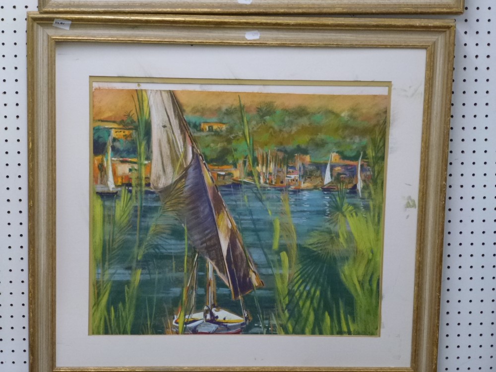Bramell Smith, a pair of large pastels, views along the River Nile: 'Luxor' and 'The Theban - Image 2 of 2