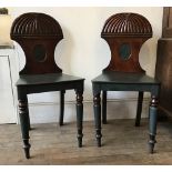 A pair of 19th century painted mahogany hall chairs 40 x 35 x 83 cm [This lot is viewed at and