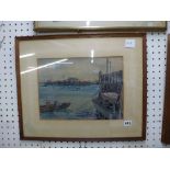 Herbert C. Ahier, watercolour of an English ship of the line, signed, another watercolour of a war