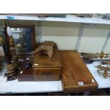 Seven items, comprising: a wooden backgammon set, Shaw-Walker oak card-file drawer, small Georgian