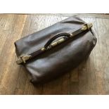 An antique large leather Gladstone bag 48 x 24 x 24 cm [This lot is viewed at and cleared from