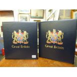 A Great Britain album by Stanley Gibbons in two parts with pages to 138, 95 percent complete with