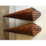 A pair of bamboo and brass studded wall pockets, 25 x 11 x 67.5 cm [This lot is viewed at and