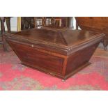 A very large early 19th century mahogany sarcophagus-shaped wine cooler, fitted for decanters, 87