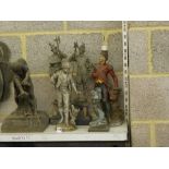 19th century and later metal figurines including a Phosperine advertising figure of a man, a pair of