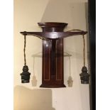 An Edwardian mahogany wall light, the bracket with line inlay and twin lights, 23 x 30 x 37 cm [This