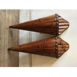 A pair of bamboo and brass studded wall pockets, 18 x 17 x 77 cm [This lot is viewed at and