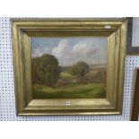 Attributed to Arnsbury Brown, oils on canvas, 'Devon landscape near Killerton' (49 x 56 cm), gilt