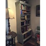 A grey painted waterfall bookcase of six shelves 93 x 40 x 200 cm [This lot is viewed at and cleared