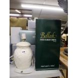 A Belleek white glazed pottery table lamp with box [s21] WE DO NOT TAKE CREDIT CARDS OR CASH.