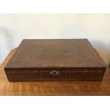 A George III oak box with inlaid chevron banding, 47 x 34 x 9 cm [This lot is viewed at and